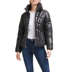 Guess Quilted Puffer Jacket Black Woman's Size Medium